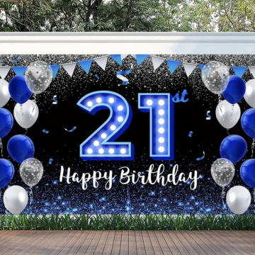 21st Birthday Blue Banner 